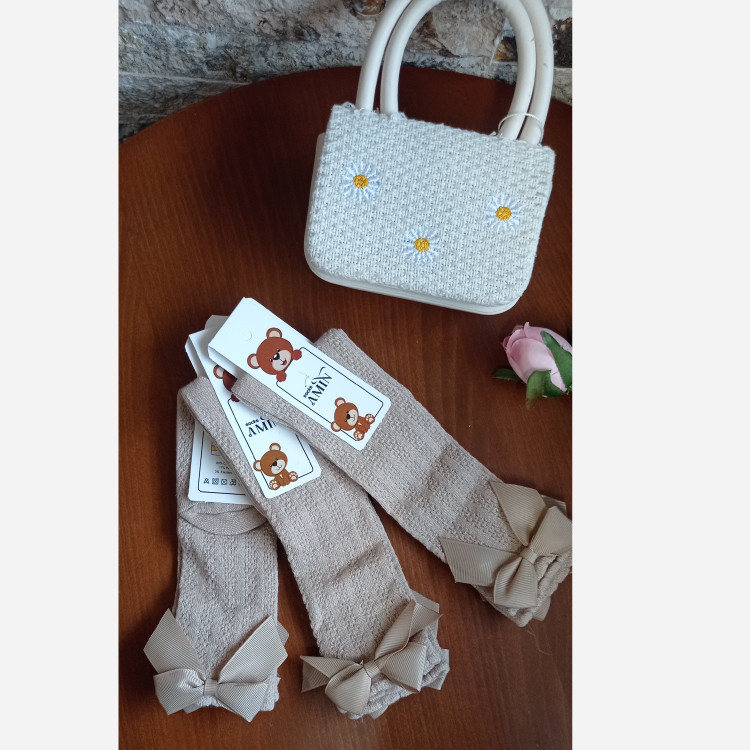 جوراب گندمی بلند دخترانه