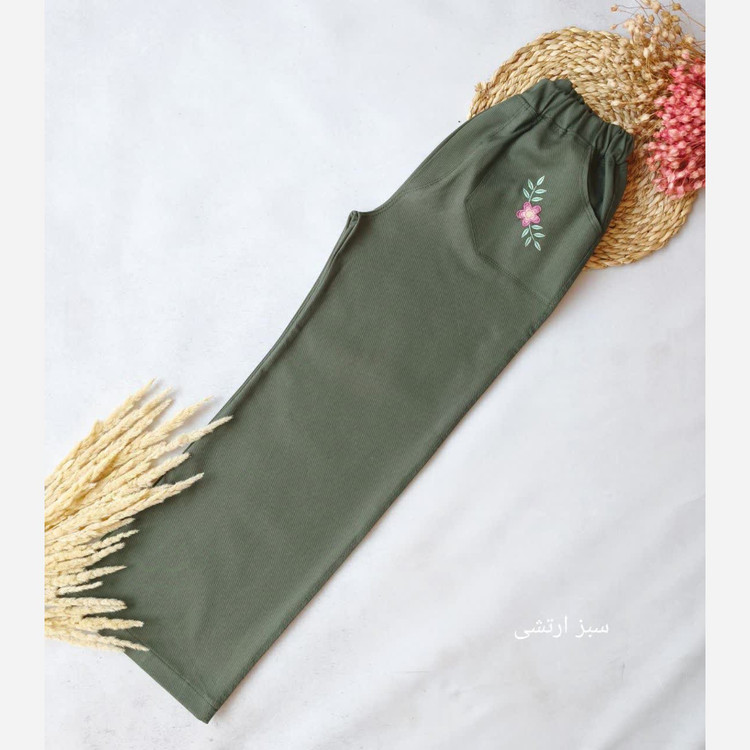 شلوار کتان گلدوزی دخترانه نوجوان
